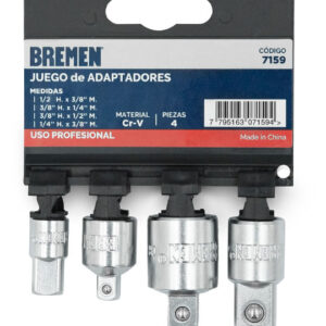 Juego de Adaptadores Hembra/Macho, 4 piezas (1/2" x 3/8", 3/8" x 1/4", 3/8" x 1/2") Bremen