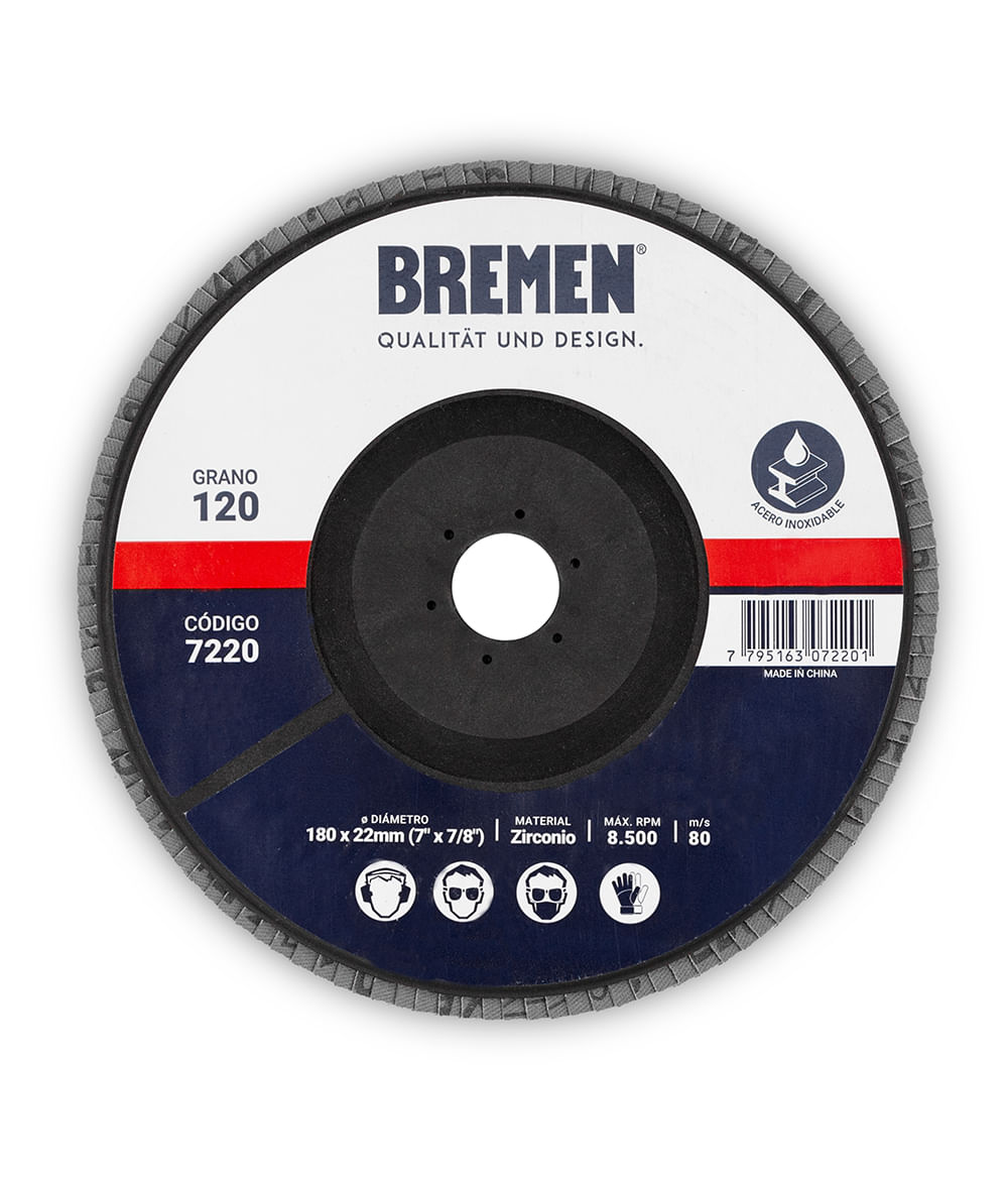 Discos Flap - Óxido de Zirconio 7" Grano 120 Bremen